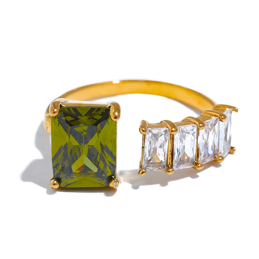 Opes Robur Gold / Green / One Size (resizable) Regal Ring