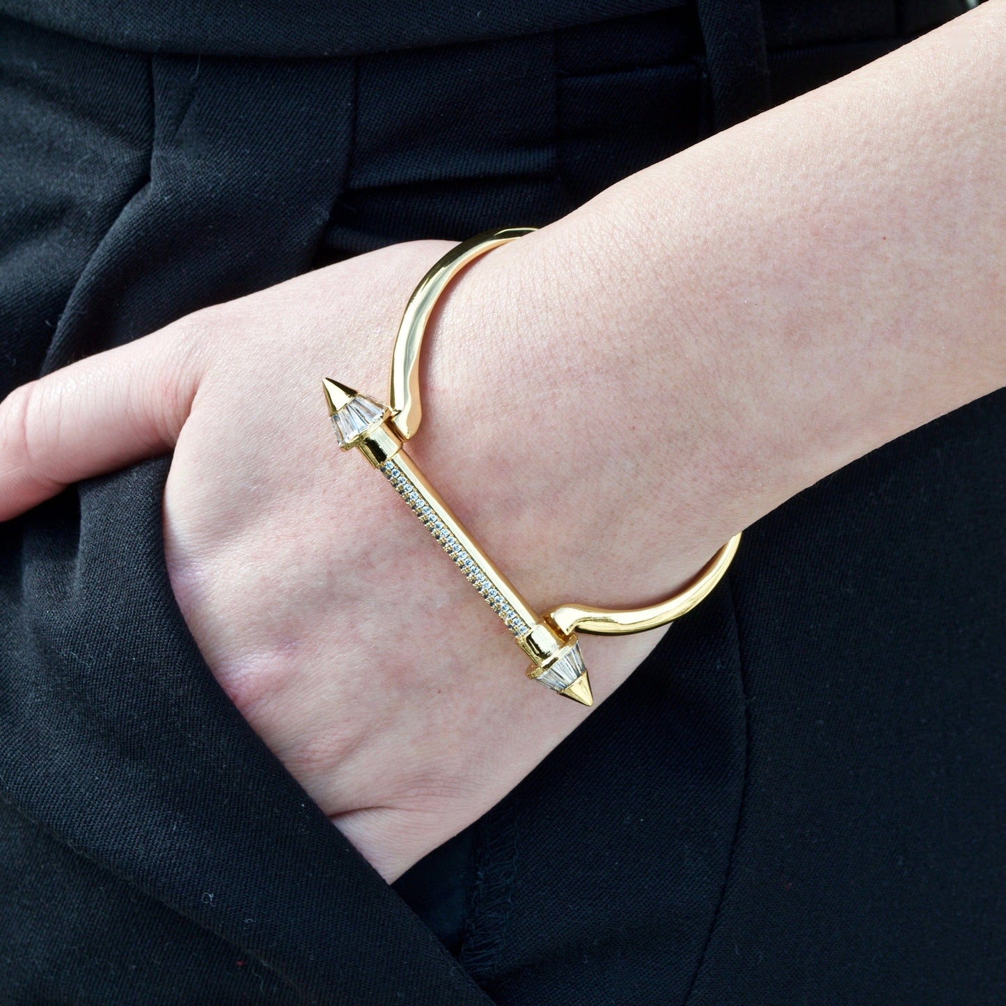 Gold Pointed Screw Cuff Bracelet - Opes Robur